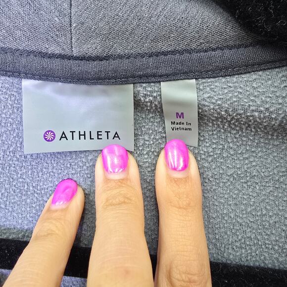 Athleta Jacket Womens Medium Grey Softtech Cya Asymmetrical Zip Long Line Sleeve - Picture 4 of 13